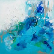 Obraz abstrakcyjny ręcznie malowany "Urodziny" - 90x90 cm