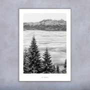 Plakat widok z Turbacza 02 - 50x70 cm - czarno-białe